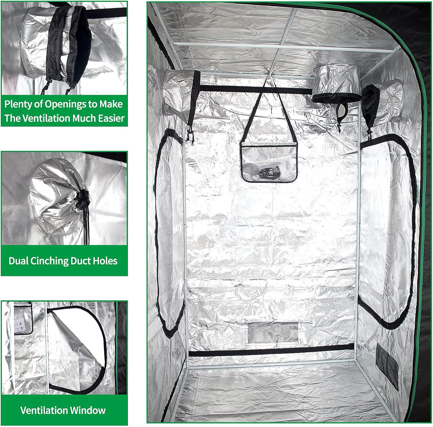ANDRAM Grow Tent, 4’x4’ 600D Mylar Reflective Grow Tents for Hydroponics Indoor Growing, Grow Tent Reflective Garden Growing Dark Room (48"x48"x80")