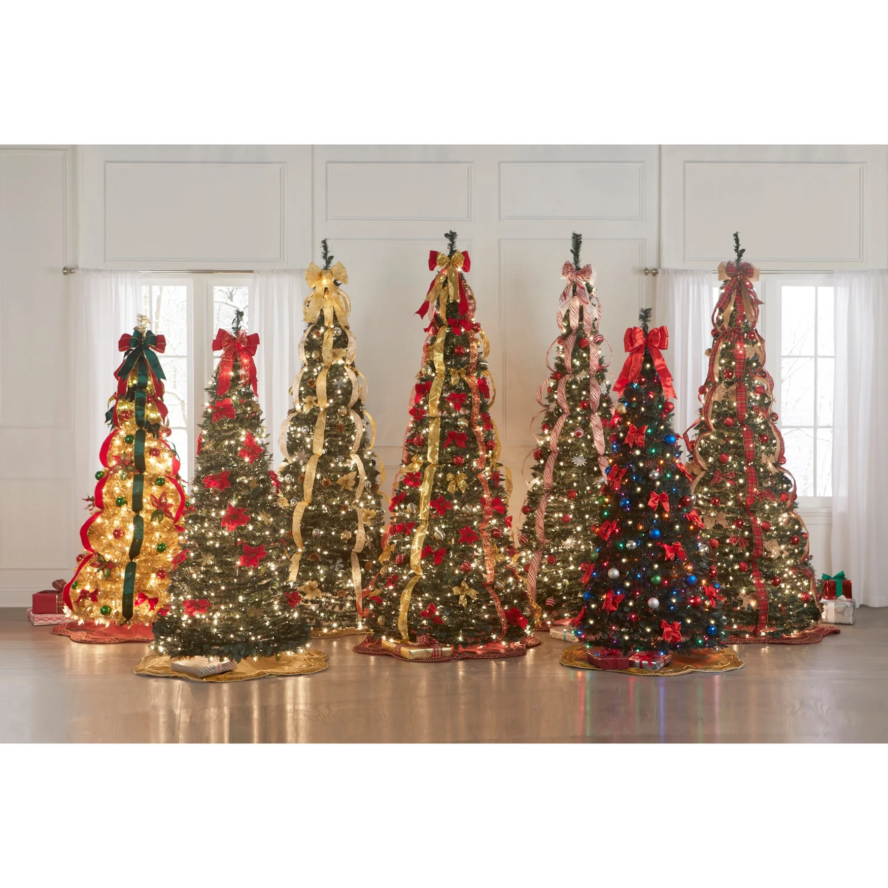 Brylanehome Christmas Fully Decorated Pre-Lit 6 Foot Pop-Up Christmas Tree, Red White