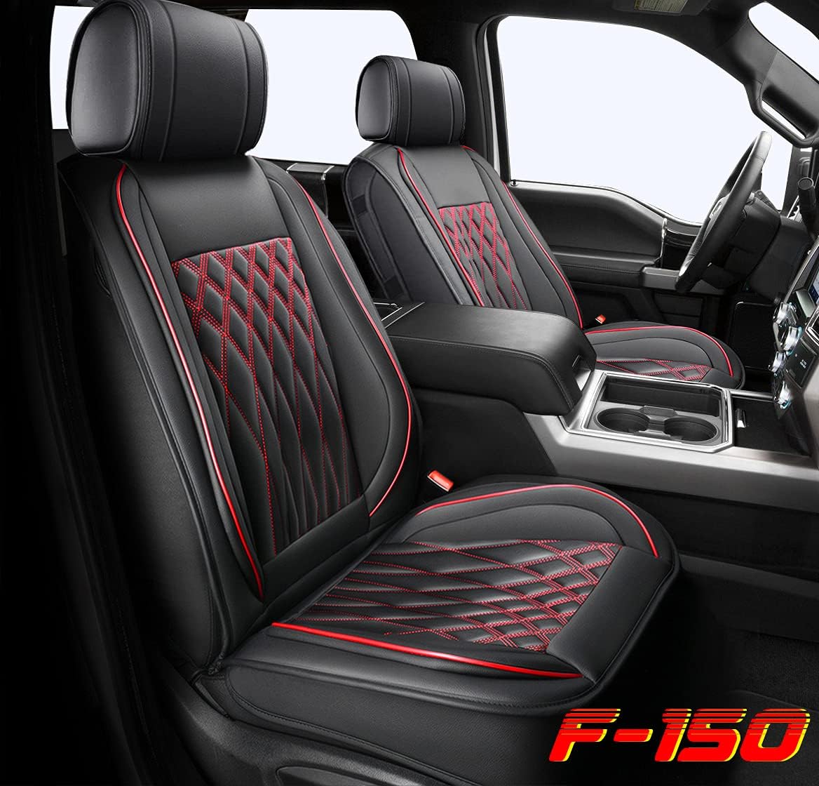 Sunny color 1 Pair Car Seat Covers Front Set with Waterproof Leather for Cars SUV Pick-up Truck Fit for 2009 to 2021 Ford F150 and 2017 to 2021 F250