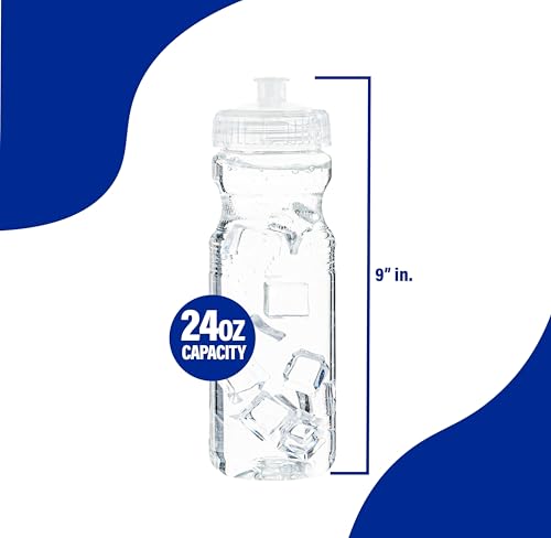 Bulk Water Bottles 100 Pack - 24 Ounce Reusable water bottles Bulk - BPA-Free Easy Open Spin off Cap - Clear Water Bottles for Kids and Adults