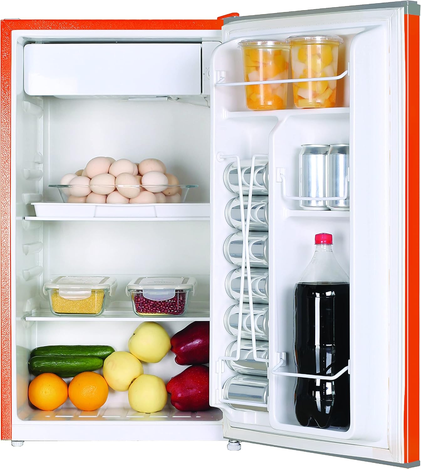 RCA RFR321 Single Door Mini Fridge with Freezer, 3.2 Cu. Ft. capacity - Orange