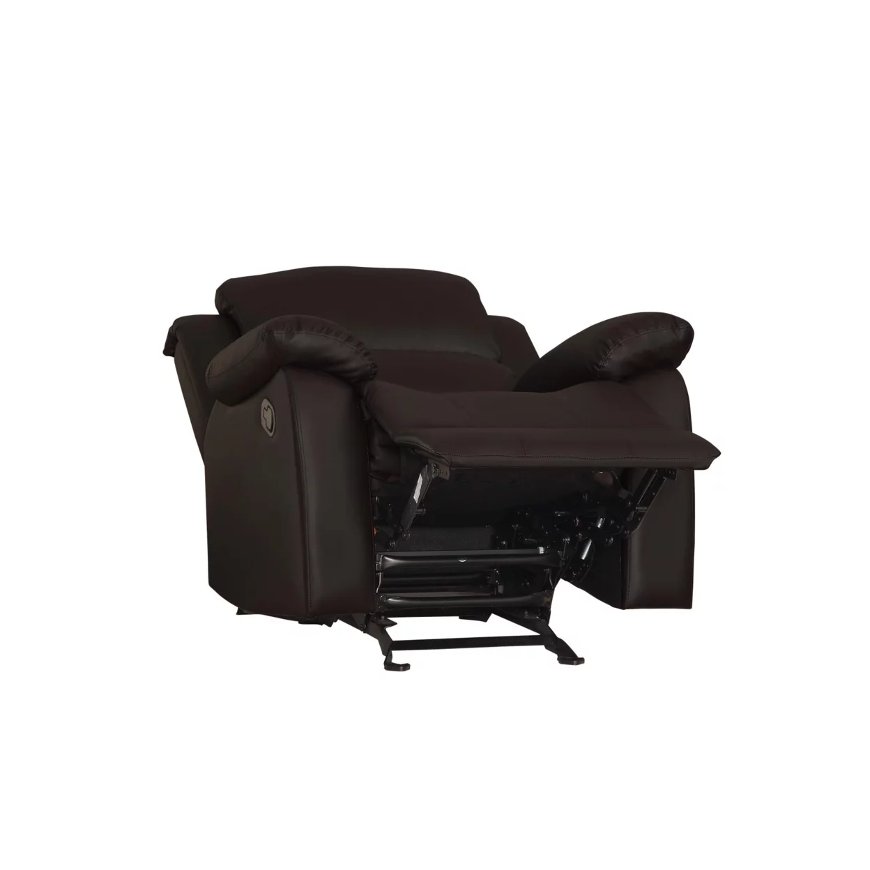 Lexicon Clarkdale Transitional Faux Leather Glider Reclining Chair in Dark Brown