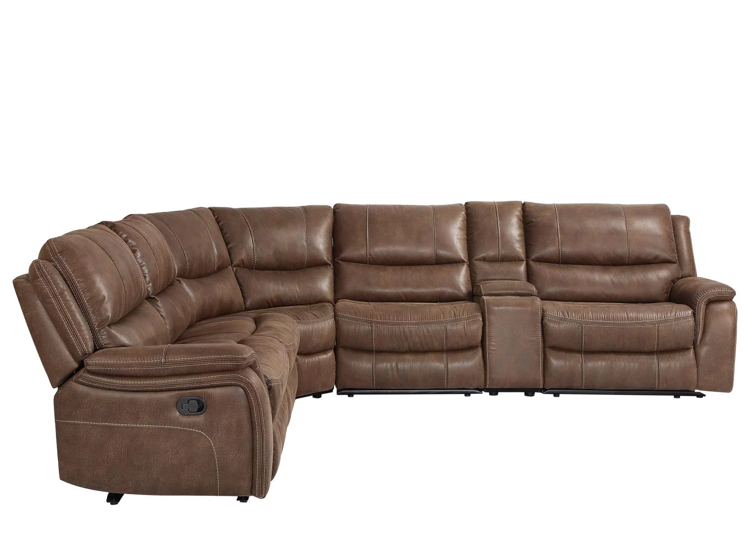 Lehi Cocoa Brown Faux Leather 6-Piece Manual Reclining Sectional