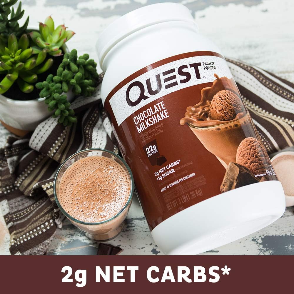 Quest Nutrition Chocolate Milkshake Protein Powder, Low Carb, Gluten Free, Soy Free, 48 Ounce (Pack of 1) Pack of 2