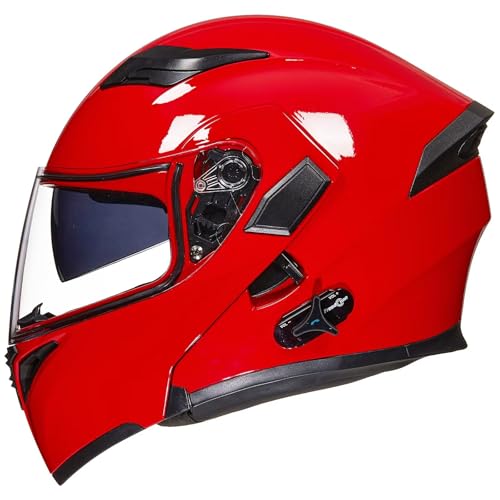 ILM Bluetooth Motorcycle Helmet Modular Flip up Full Face Dual Visor Mp3 Intercom FM Radio DOT Model 902BT(Matte Black, Large)