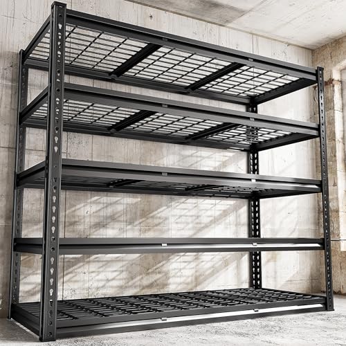 REIBII 48" W Garage Shelving 3000LBS Metal Shelving Heavy Duty Storage Shelves Adjustable Metal Shelf Industrial Pantry Shelves for Warehouse Garage