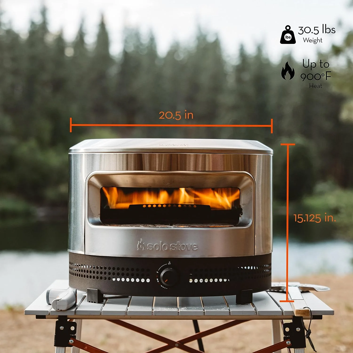 Solo Stove Pi Prime Gas Pizza Oven Outdoor | Portable, Stainless Steel Powerful Demi-Dome Heating, Cordierite Pizza Stone, Panoramic Opening