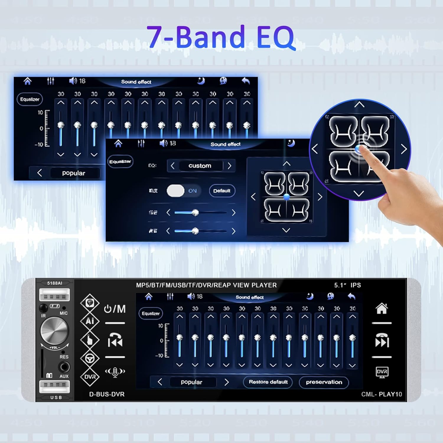 5.1 Inch HD Single Din Touchscreen Car Stereo with Voice Control, FM AM RDS Audio Receivers Bluetooth Car Radio with Backup Camera, Remote, SWC, MIC