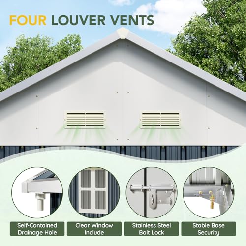 6x4FT Outdoor Steel Storage Shed with Clear Window, Lockable Doors, Weather-Resistant Metal Tool Shed for Garden, Backyard, Patio, and Utility Storage