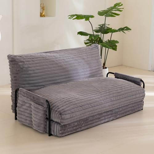 YOSHOOT Adjustable Lazy Floor Sofa, Convertible Bean Bag Sofa Bed Couch, 5-Position Foldable Sleeper Chair with Armrest