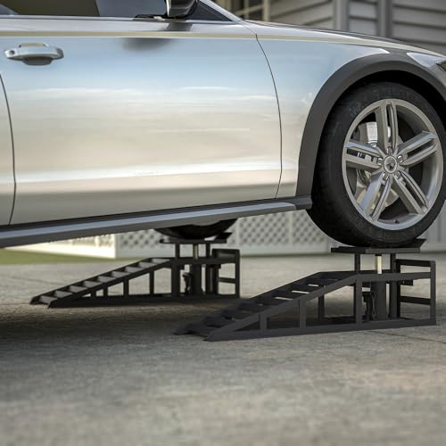 2 Pack Hydraulic Car Ramps 5T 10000lbs Low Profile Car Lift Service Ramps Truck Trailer Garage,Height Hydraulic Vehicle Ramps