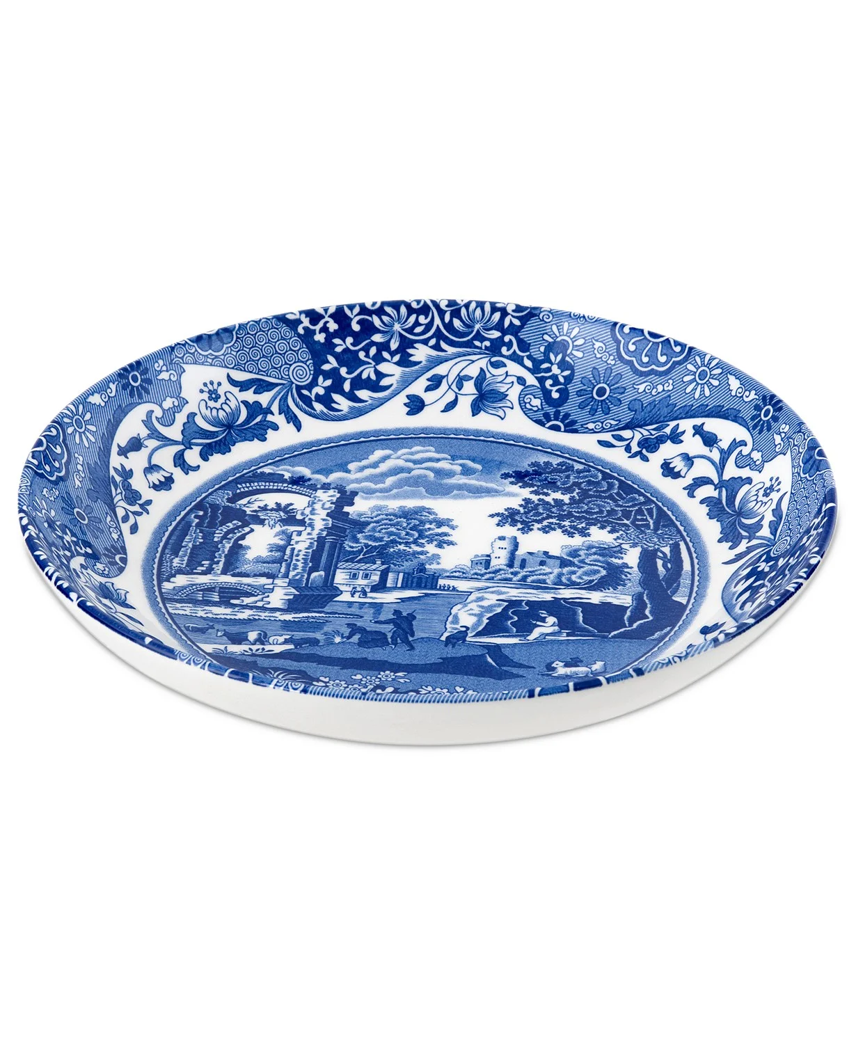 Spode Blue Italian Pasta Bowl Set of 4, 9-Inch Salad, Pasta, and Soup Serving Bowl, Round, Wide, and Shallow Bowl