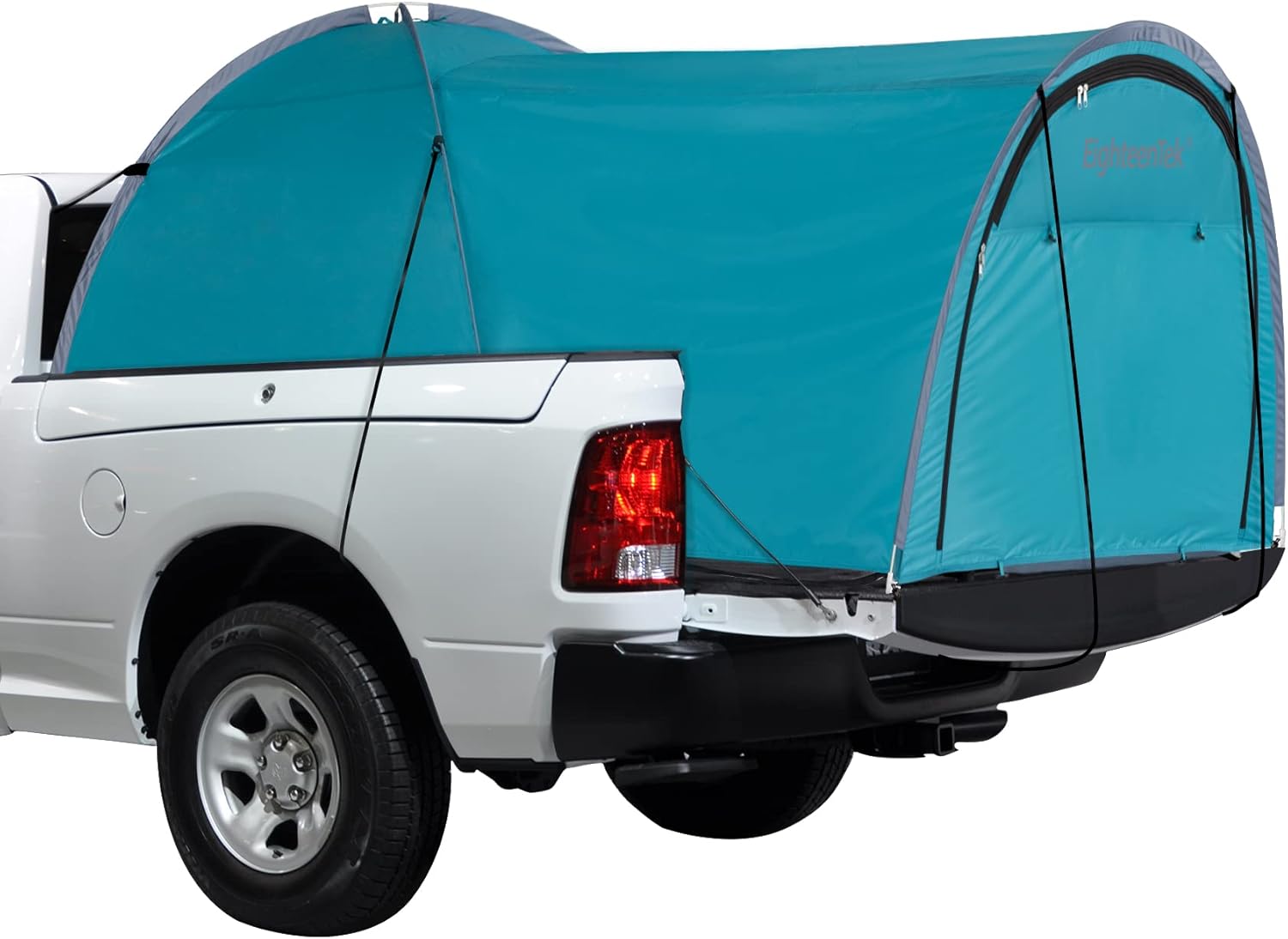 EighteenTek Truck Tent Bed Pickup Camping 2 Person Camper Shell Pop Up Automatic Setup Waterproof PU2000mm Double Layer Rainfly Adjustable 5 5.5 6