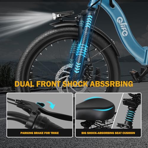Triker Electric Bike, Peak 750W Brushless Motor Folding Trike Ebike, 468Wh Removable Battery, Step-Thru 3 Wheel Electric Bicycle, Up to 50 Miles