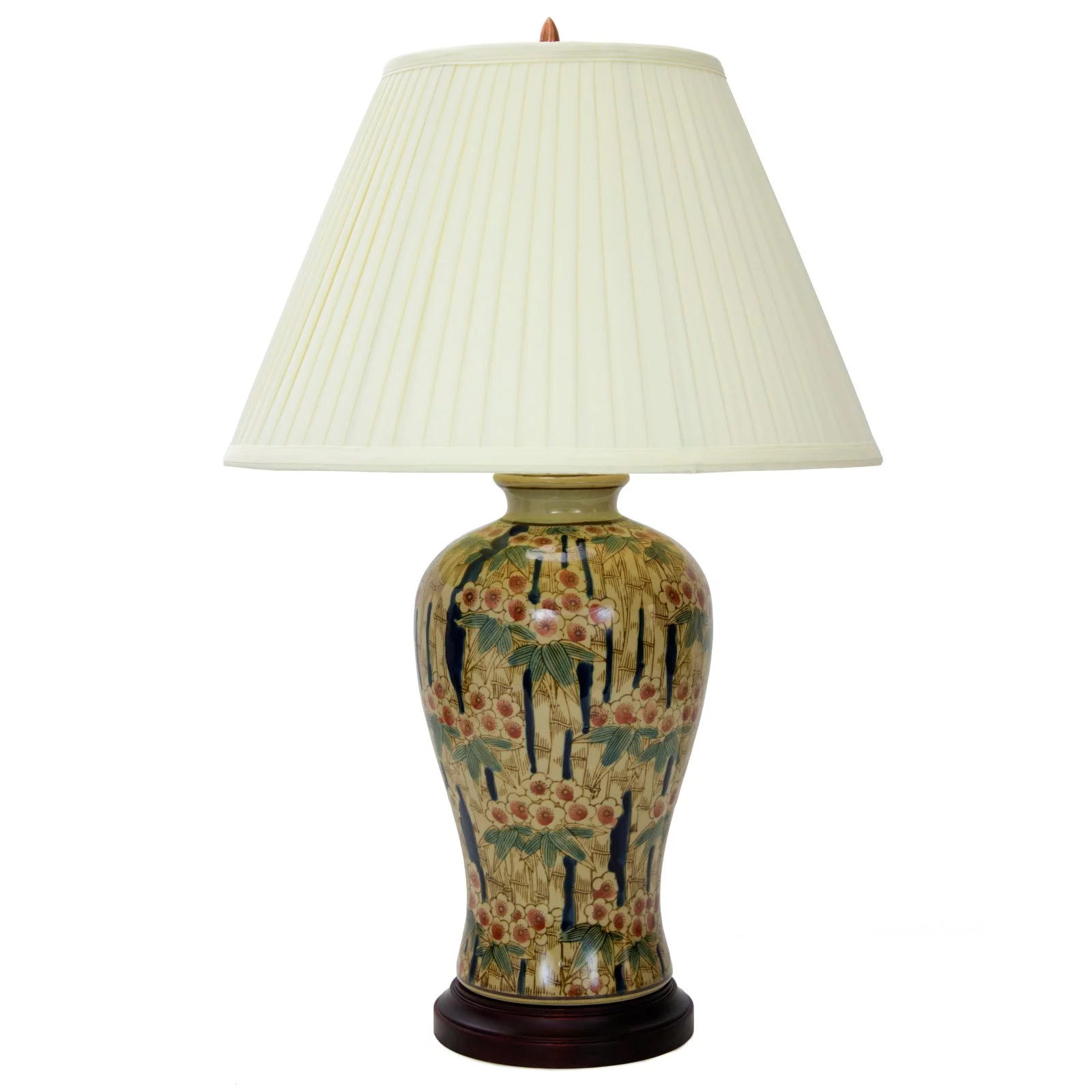 Oriental Furniture 25" Glazed Bamboo Blossom Vase Lamp