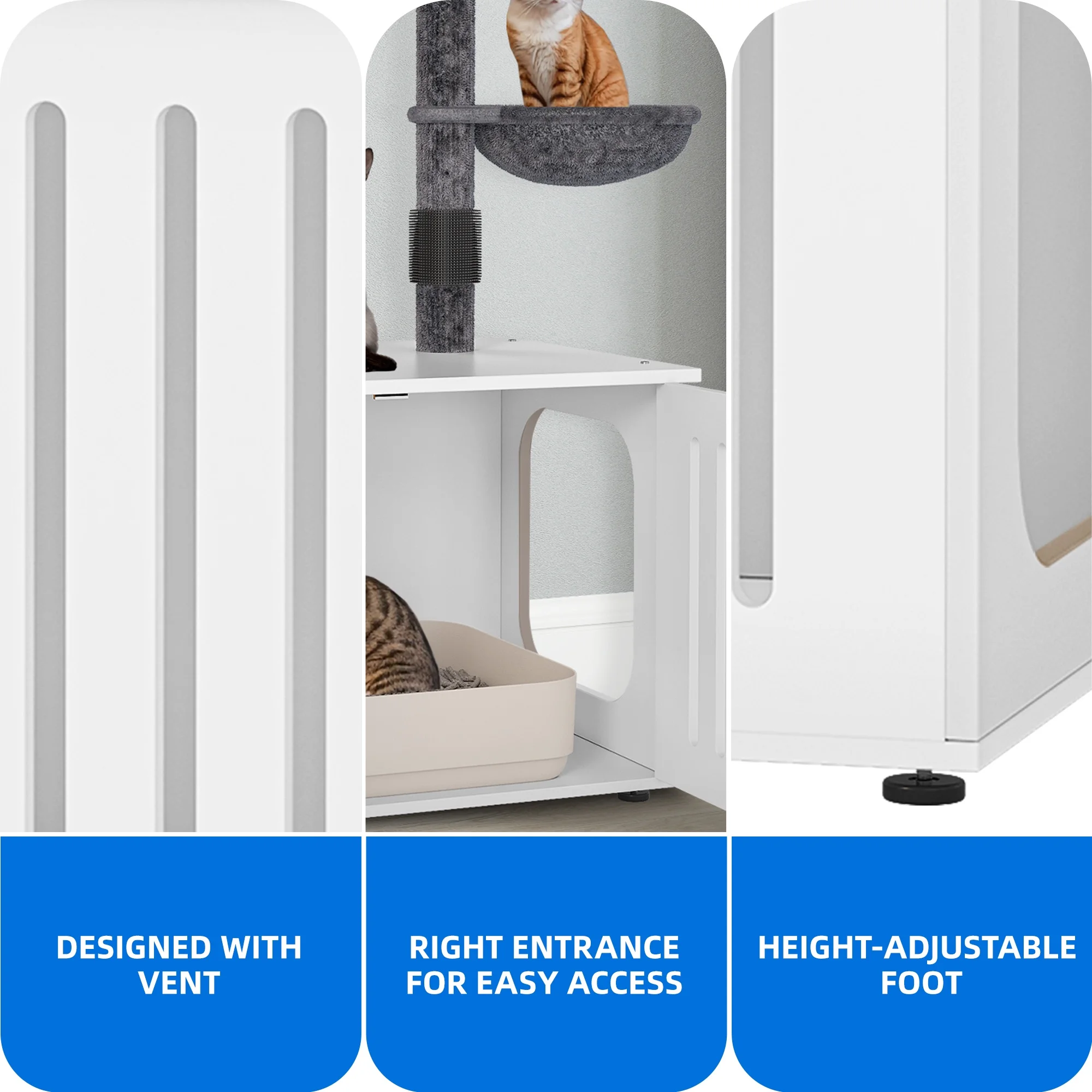 Dextrus 2-in-1 Cat Tree with Litter Box Enclosure,53.5" Large Modern Cat Condo with Scratching Posts, Perch, Food Station, Hammocks