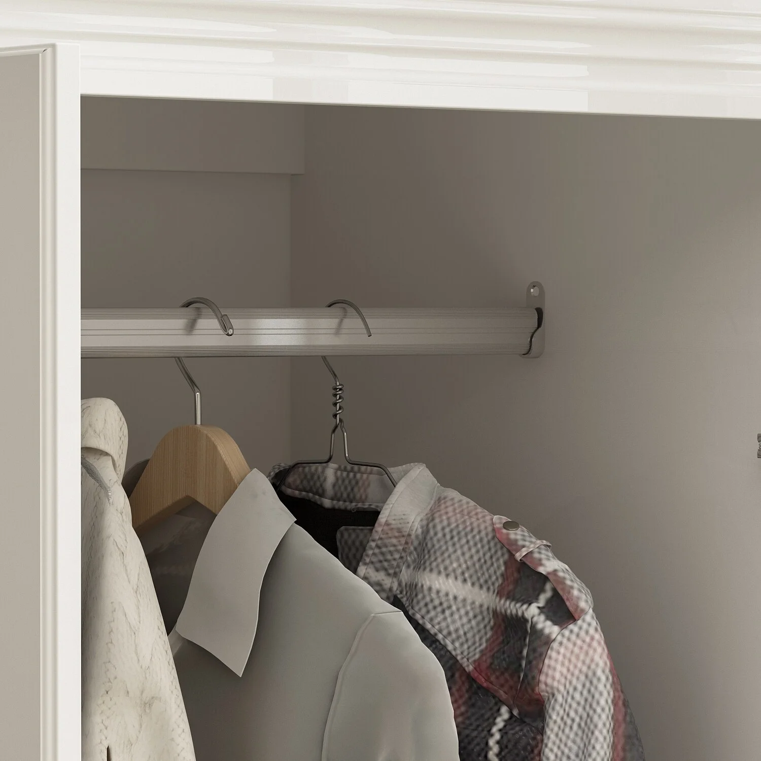 Large Wooden Wardrobe Armoire with Raised Panel Closet Storage Cabinet 74.2"H