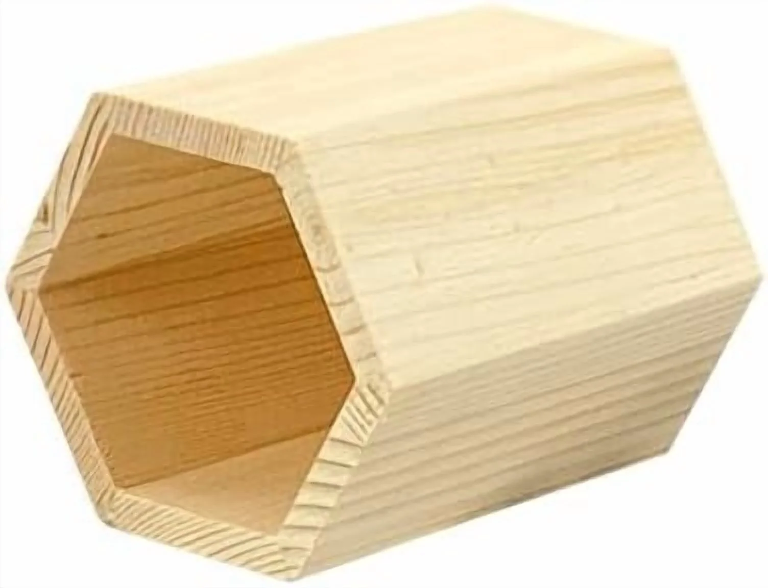 12 Pieces 4 Inch Wooden Pen Holder Hexagon shaped Unfinished Wood Pencil Holder for DIY Crafts (3x3x4 Inches)$$Art &amp; Craft