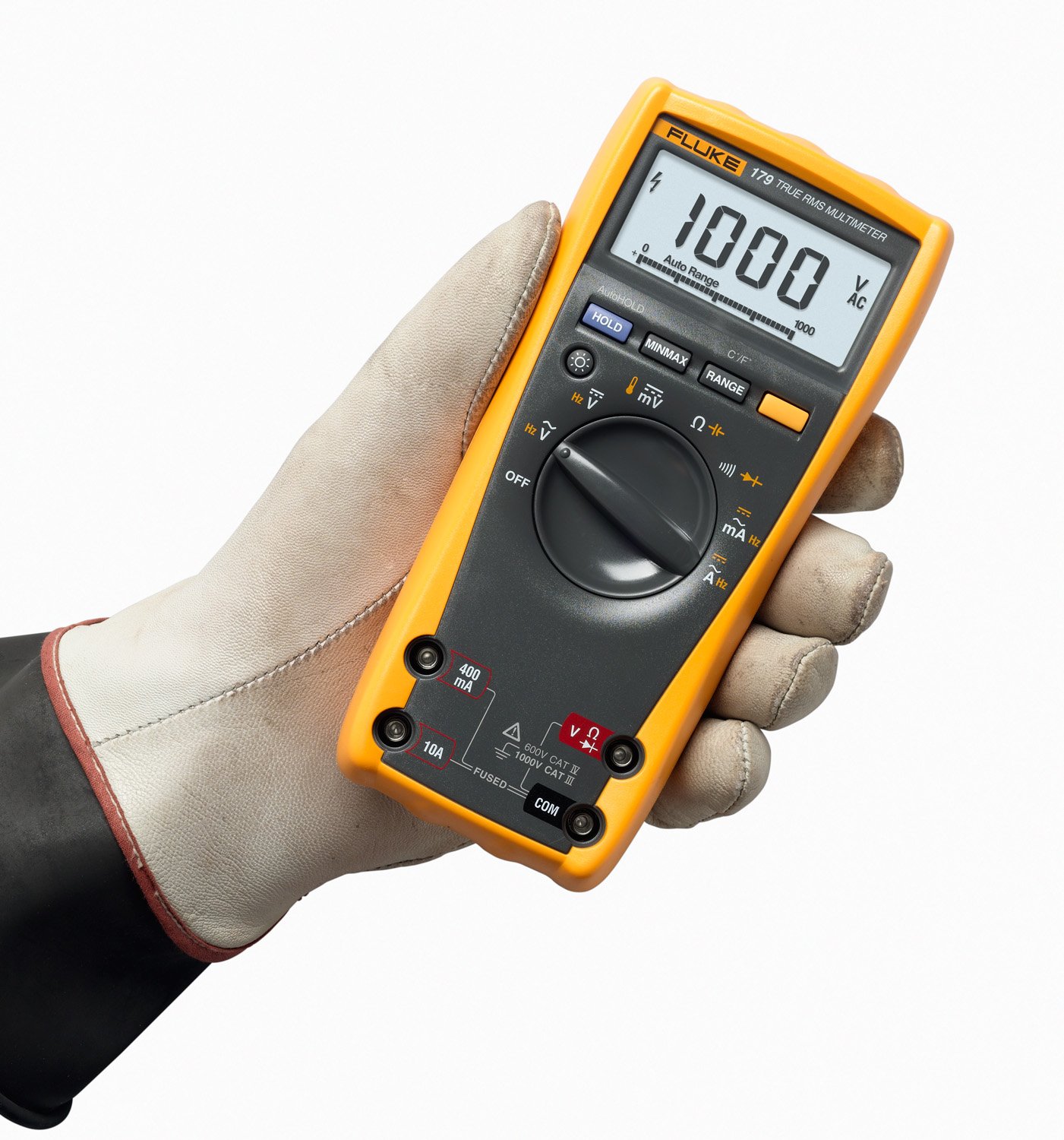 Fluke 179 Multimeter with Backlight, Includes Built-In Thermometer to Measure Temperature, Measures True-RMS AC Current and Voltage, Frequency