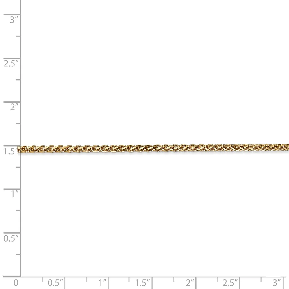 Real 14kt Yellow Gold 1.8mm Diamond Cut Spiga Chain; 16 inch; Lobster Clasp; for Adults and Teens; for Women and Men