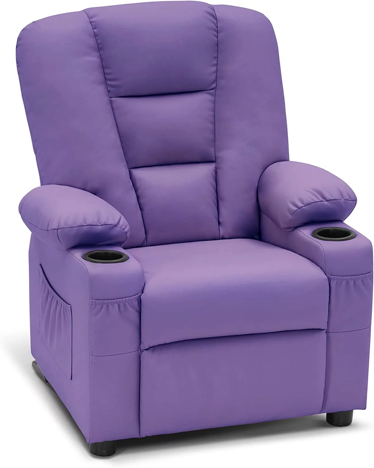 Big Kids Recliner Chair with Cup Holders for Toddler Boys and Girls, 2 Side Pockets, 3+ Age Group, Faux Leather 7322 (Violet)