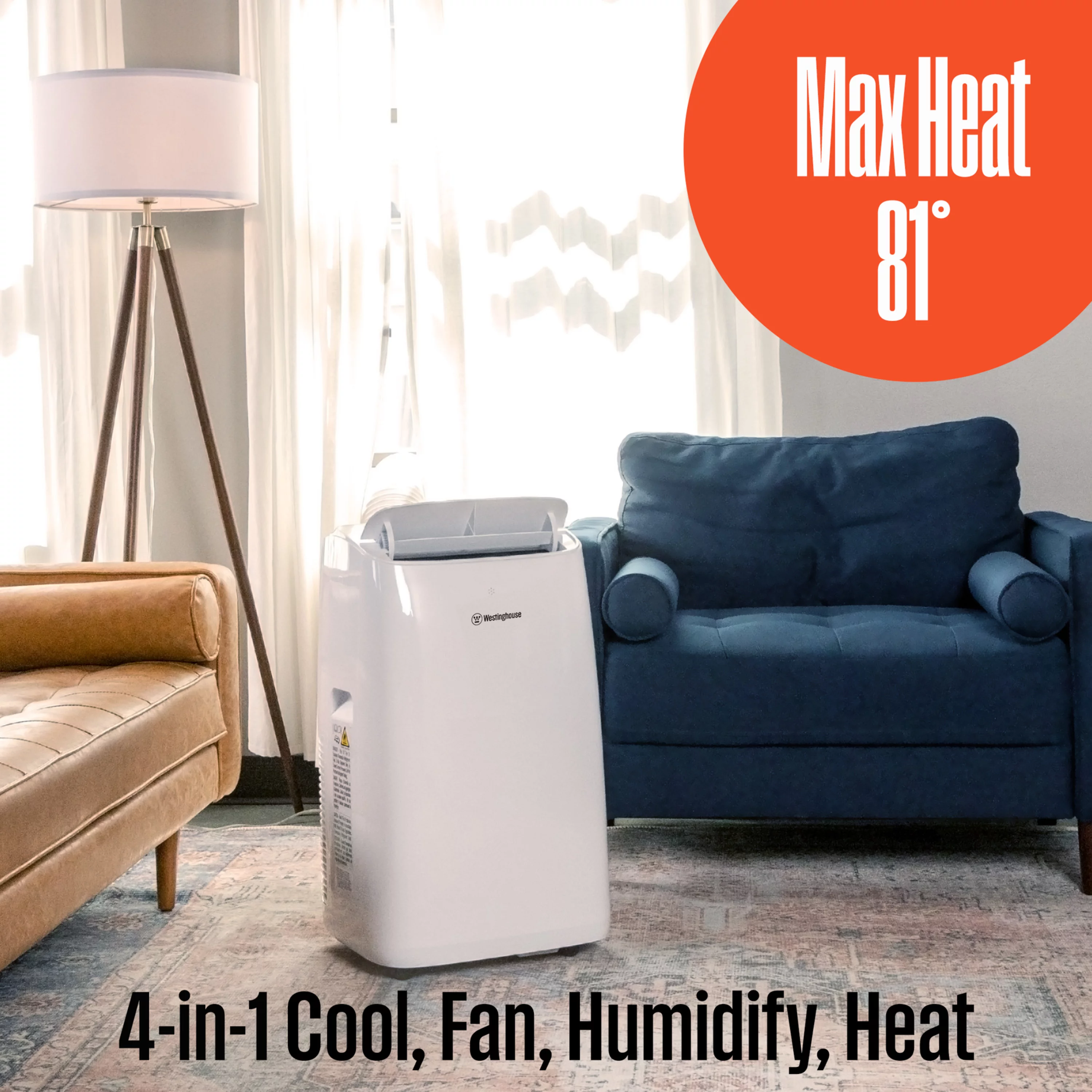 Westinghouse 14,000 BTU Portable Air Conditioner with Heat & Dehumidifier, Remote and Smart App