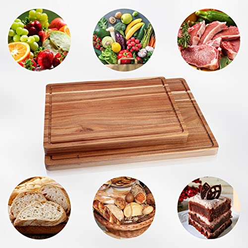 Extra Large Acacia Wood Cutting Board, 24x18 Inch Large Butcher Block Chopping Board with Handle and Juice Groove, Carving Board for Turkey, Meat