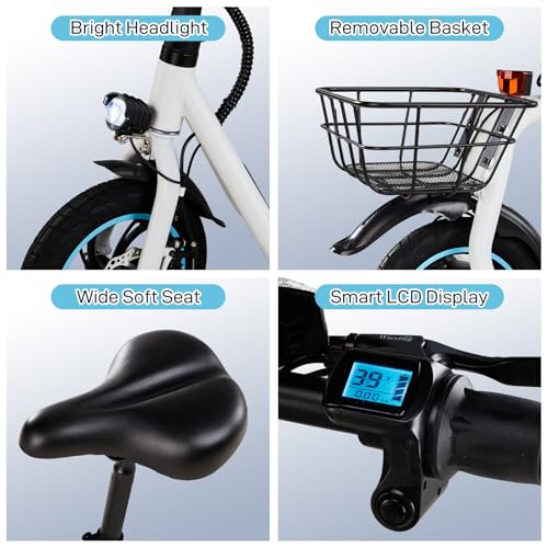 Winado Electric Scooters for Adults, 25Miles Long Range, 15.5MPH Top Speed, Foldable E-Scooter 450W Motor with 12" Pneumatic Tire, Seat, Wide Deck