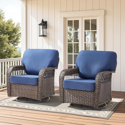 7 Pieces Outdoor Furniture Set with Swivel Chairs