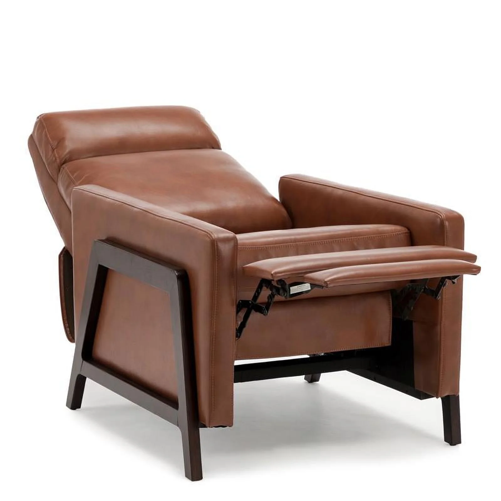Bowery Hill Push Back Faux Leather Recliner in Caramel Finish