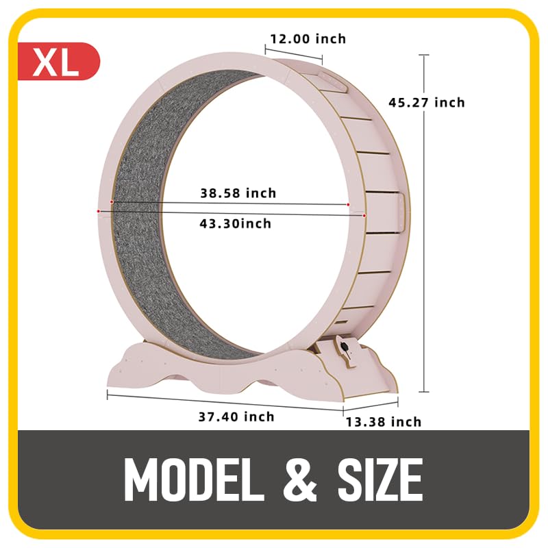 Cat Exercise Wheel 45 Inch Cat Treadmill for Indoor Cats, Running Wheel with Detachable Carpeted Runway