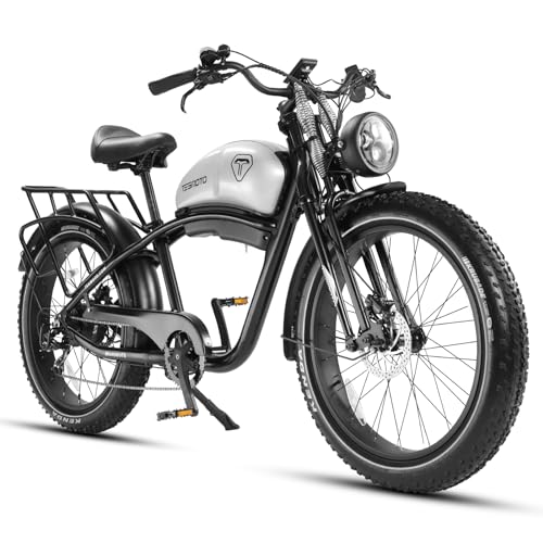TESMOTO Electric Motorcycle Adults【1500W BAFANG Motor & Samsung 52V 20AH】, 34MPH & 75Mils Retro Style Moped Ebike