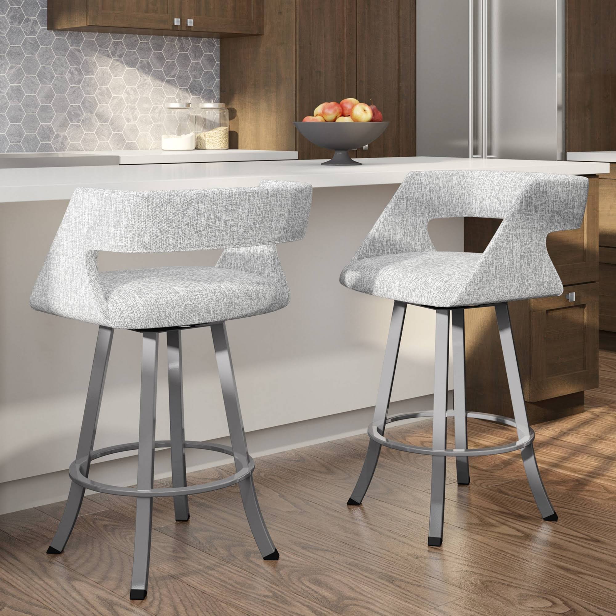 Amisco Metro 26 in. Swivel Counter Stool Soft Gray White