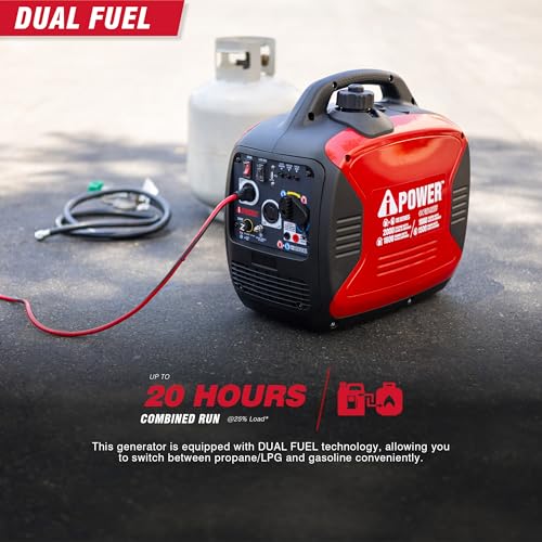 A-iPower 7600W Dual Fuel Quiet Portable Inverter Generator, Electric Start RV Ready, EPA & CARB Compliant CO Sensor