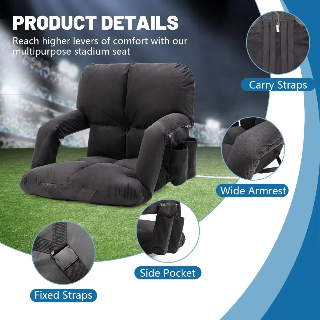 Docred Heated Stadium Seats for Bleachers with Back Support, Benches Portable Reclining Stadium Seats