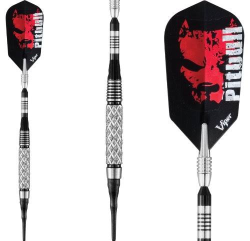 Viper Pitbull 90% Tungsten Soft Tip Darts with Storage/Travel Case, Full Knurling, 18 Grams