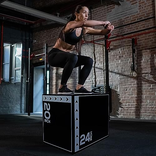 BalanceFrom 3 in 1 20 x 24 x 30 Inch or 20 x 24 x 16 Inch Foam Plyometric Box Jumping Exercise Jumping Trainer, 16-Pound or 60-Pound