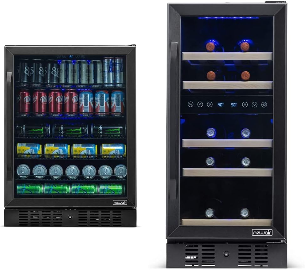 NewAir Beverage Refrigerator Built In Cooler with 177 Can Capacity Soda Beer Fridge, NBC177BS00, Black Stainless Steel
