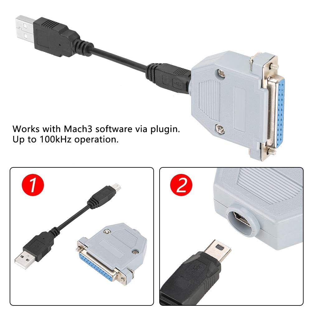 USB to Parallel Adapter, 25 Pin USB to Parallel Adapter Converter with USB Cable for Mach3