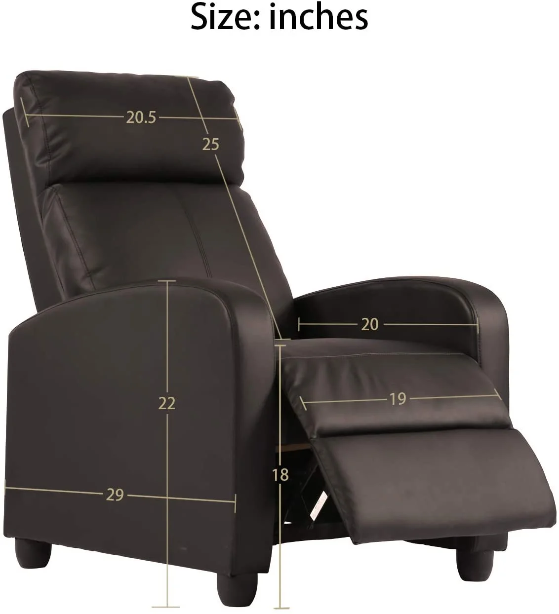 BestOffice Recliner Chair for Living Room Furniture Home Theater Seating Glider Chairs Modern Wingback Single Sofa PU Leather with Footrest (Brown)