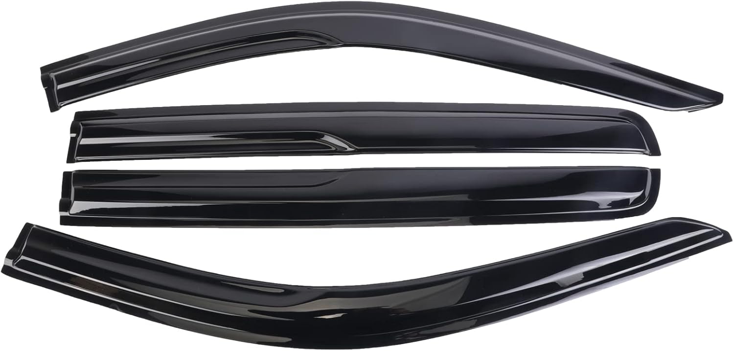 AUTOTOP 4PCS Tape On Dark Smoke Window Deflectors Sun Rain Vent Guard for 2019-2020 Chevy Silverado Crew cab Pack of 2