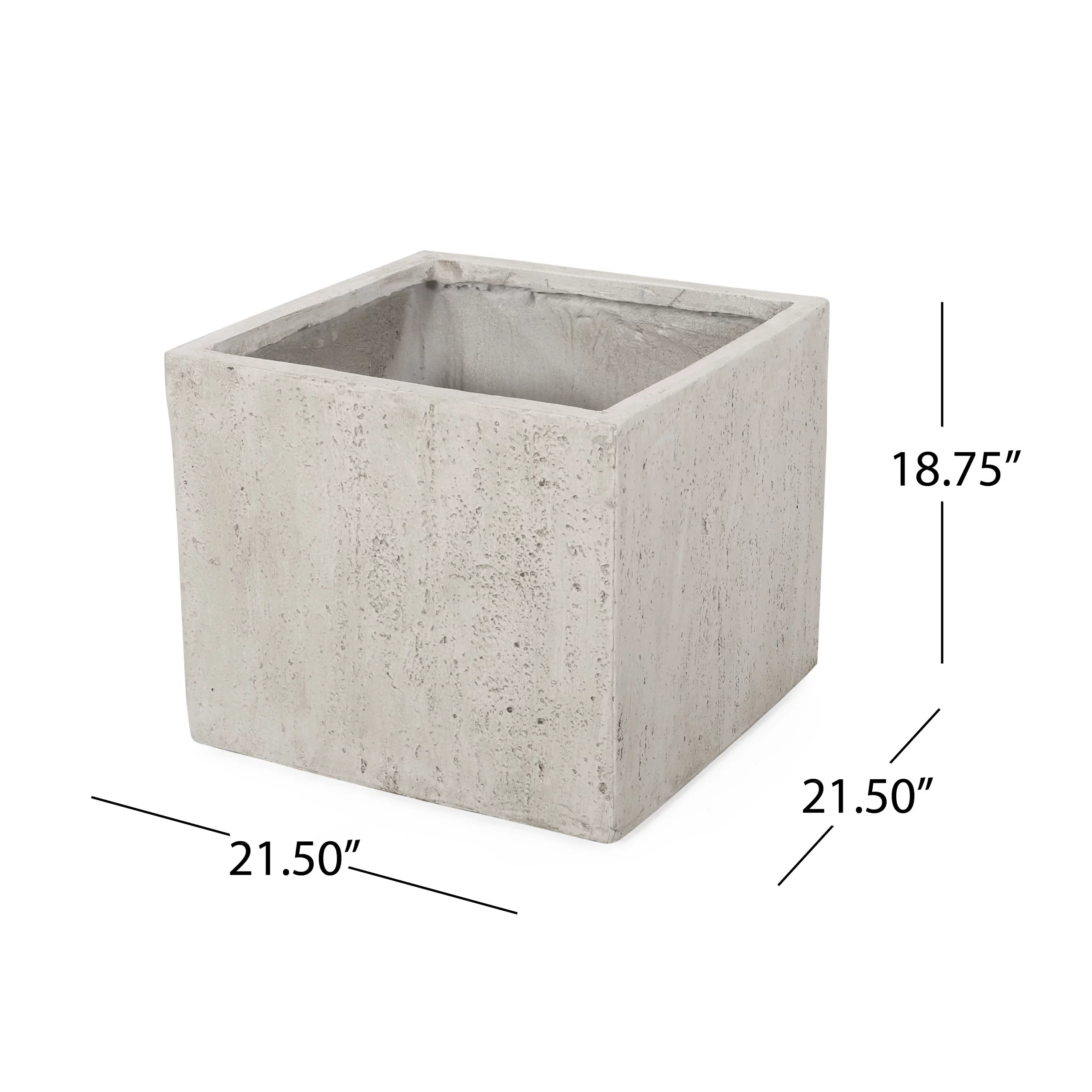 Noble House Ella Outdoor Modern Large Cast Stone Square Planter in White