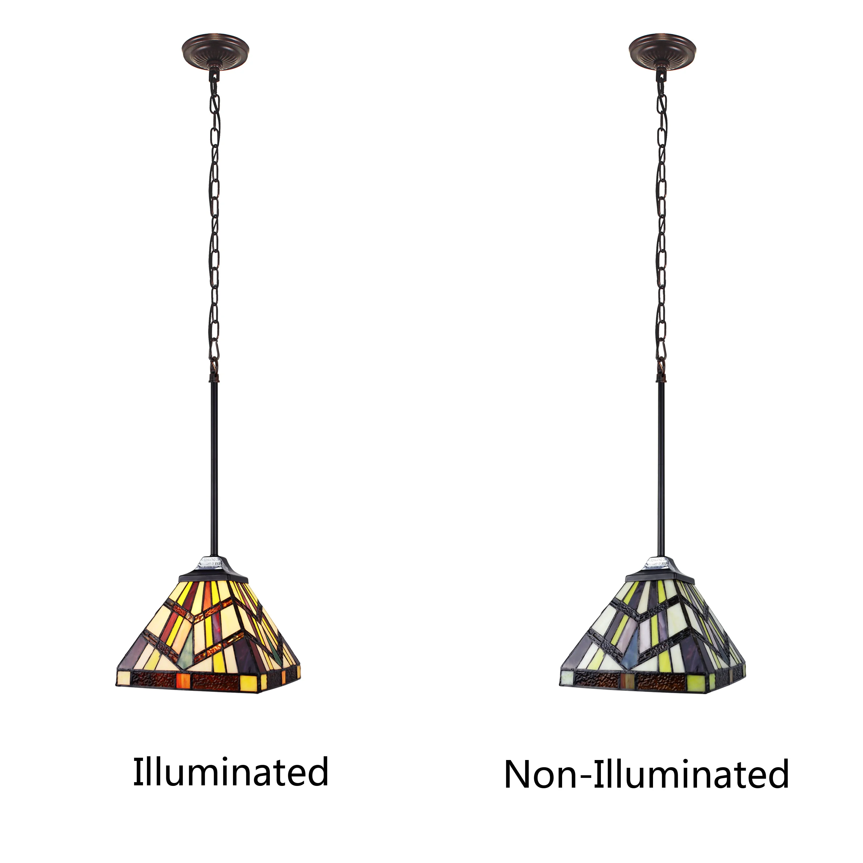 Radiance Goods Mission Tiffany-Style Blackish Bronze 1 Light Mini-Pendant 8" Wide