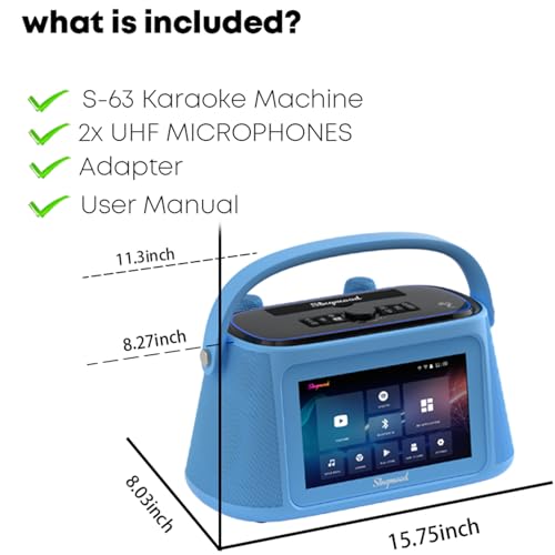 Karaoke Machine for Adults, with Lyrics Display, Smart Portable Big Bluetooth Speaker 2 Wireless Microphones