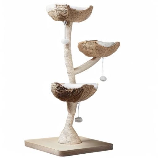The Sanctuary Cat Tree - Luxury Cat Condo, Large Modern Indoor Tower with 3 Faux Fur Beds, Scratching Posts, and Toys for Cats