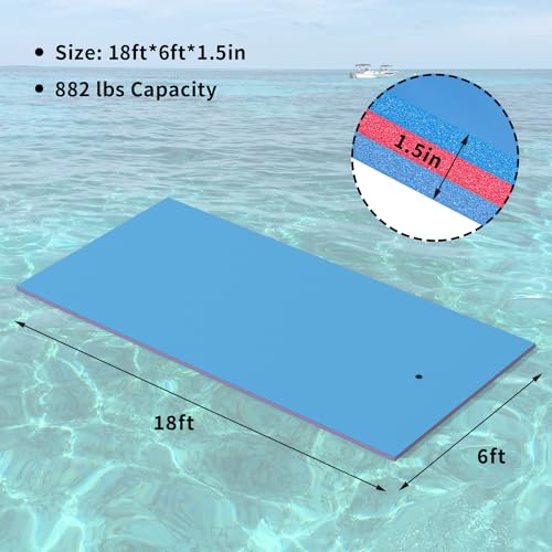 Oversized Lily Pad Floating Mat, 3 Layer 7'/9'/12'/18' Floating Water Mat,Ocean, Beach, River, Pool, Floating Mat for Water Recreation and Relaxing