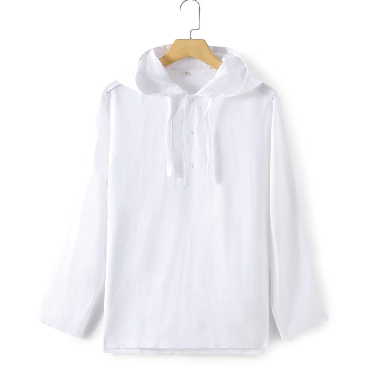 Men's 100% linen Long Sleeve Pullover Hoodie  Shirts Top