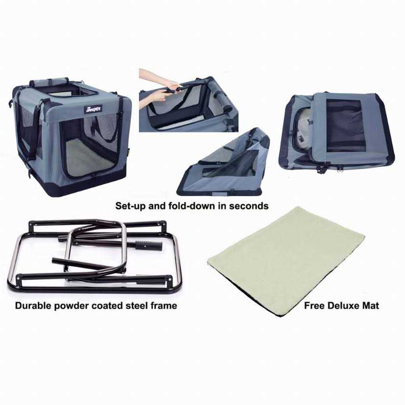 Jespet 3-Door Collapsible Soft-Sided Dog Crate - Pet Supplies online store