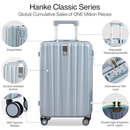 Hanke 29 Inch Luggage Suitcases With Spinner Wheels Lightweight PC hardside Rolling Suitcase With Travel Lock, Checked-Large 29-Inch(Blackish Green)