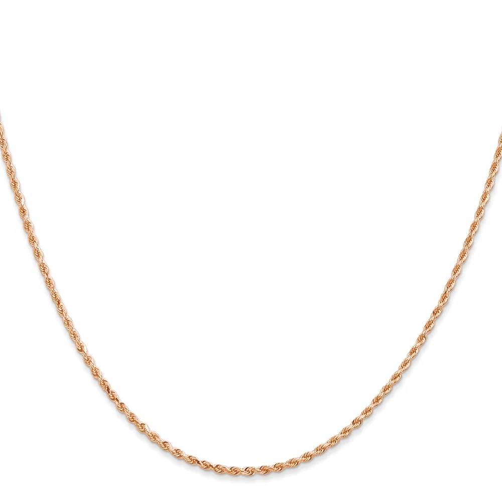 14K Rose Gold 16 inch 1.5mm Diamond-cut Rope with Lobster Clasp Chain Q012R-16